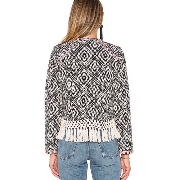 TULAROSA Revolve Santa Fe Fringe Macrame Open Jacket Geo Tribal Aztec Medium - Picture 4 of 7